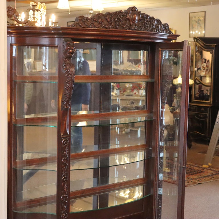 Oversized Antique RJ Horner Deeply Figural Griffin & Floral Carved Oak Sideboard