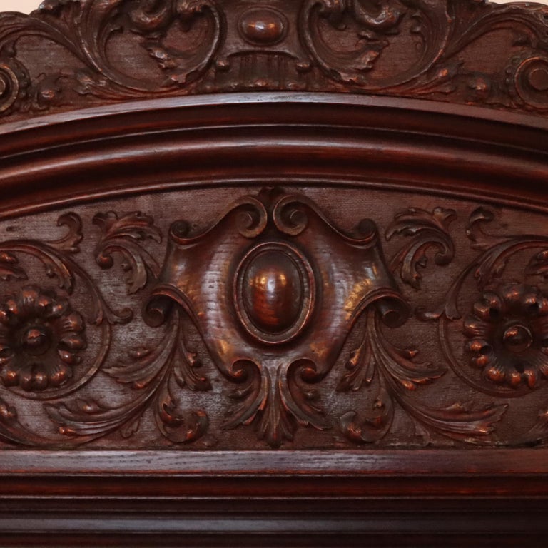 Monumental Antique RJ Horner Heavily Figural Winged Griffin Carved Oak Sideboard