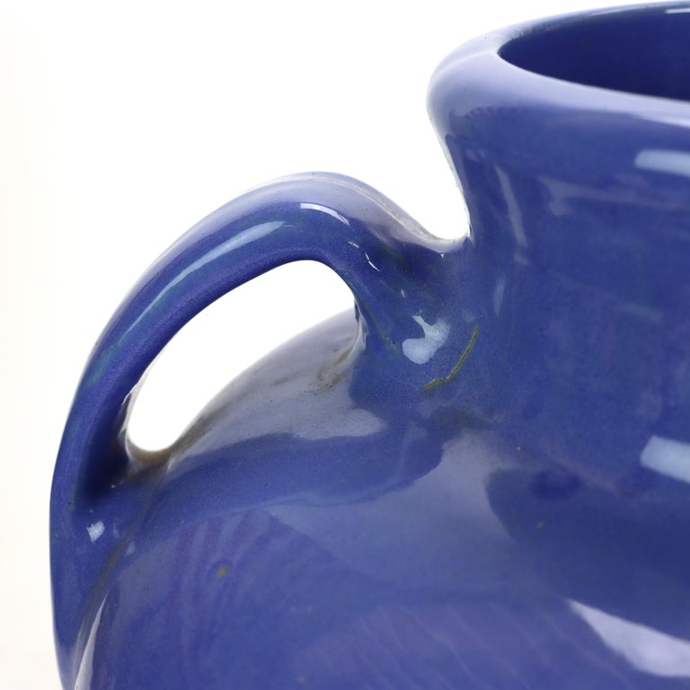 Large Antique Zanesville Blue Art Pottery Floor Vase C1930