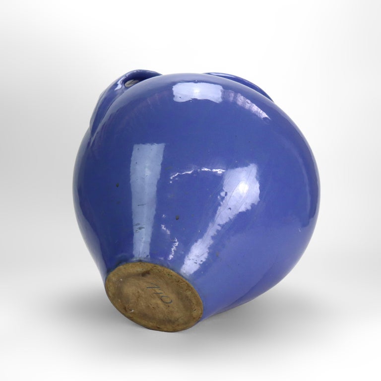 Large Antique Zanesville Blue Art Pottery Floor Vase C1930