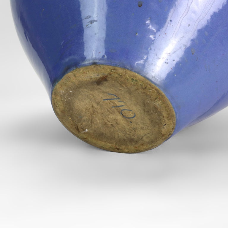 Large Antique Zanesville Blue Art Pottery Floor Vase C1930