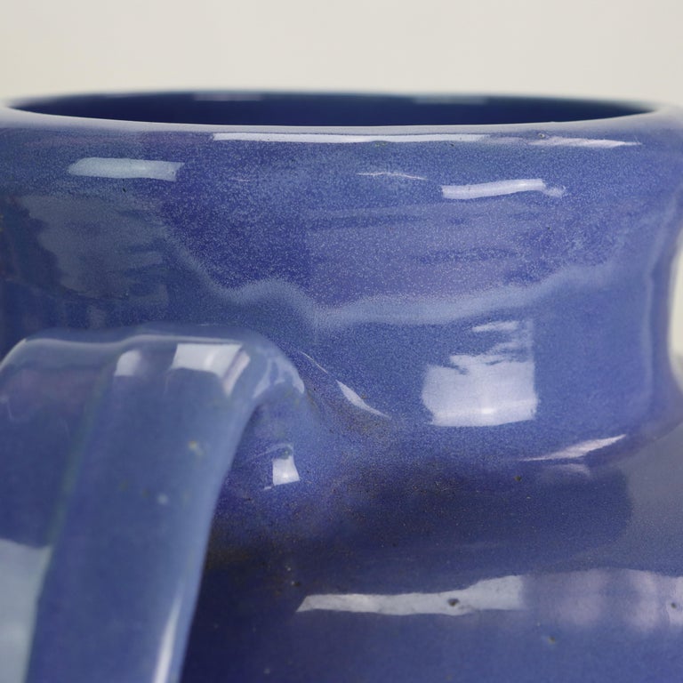 Large Antique Zanesville Blue Art Pottery Floor Vase C1930