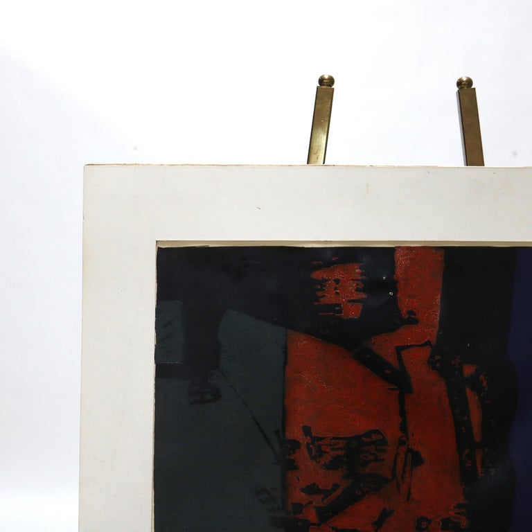 Mid Century Modern Abstract Impressionist Mixed Media C1968