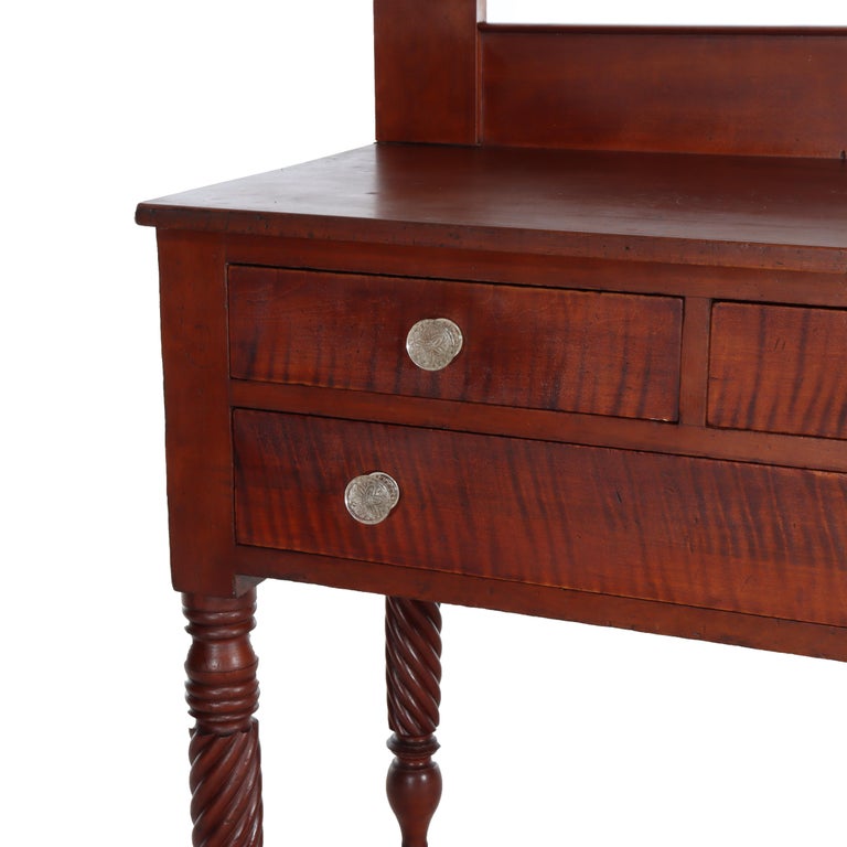 Antique Sheraton Cherry & Tiger Maple 3-Drawer Server C1830