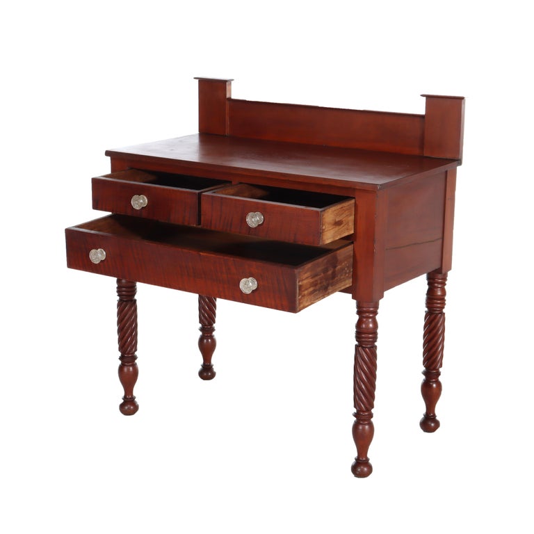 Antique Sheraton Cherry & Tiger Maple 3-Drawer Server C1830