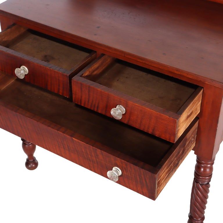 Antique Sheraton Cherry & Tiger Maple 3-Drawer Server C1830