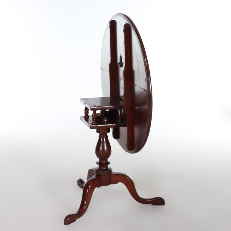 Antique Queen Anne Federal Mahogany Tilt Top Table With Bird Cage c1880