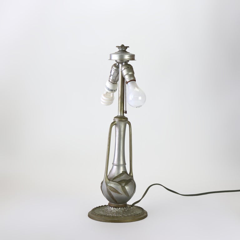 Antique Phoenix Reverse Painted Table Lamp With Landscape Scene c1920
