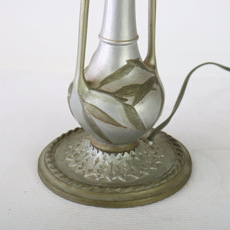 Antique Phoenix Reverse Painted Table Lamp With Landscape Scene c1920
