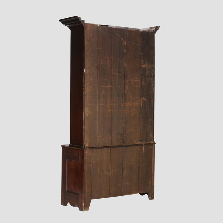 Antique Two-Piece Walnut Step Back Bookcase C1910