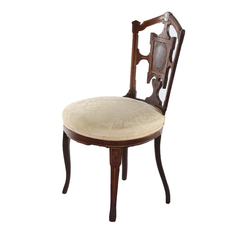 Antique Belter Victorian Rosewood & Burl Boudoir Chair C1860