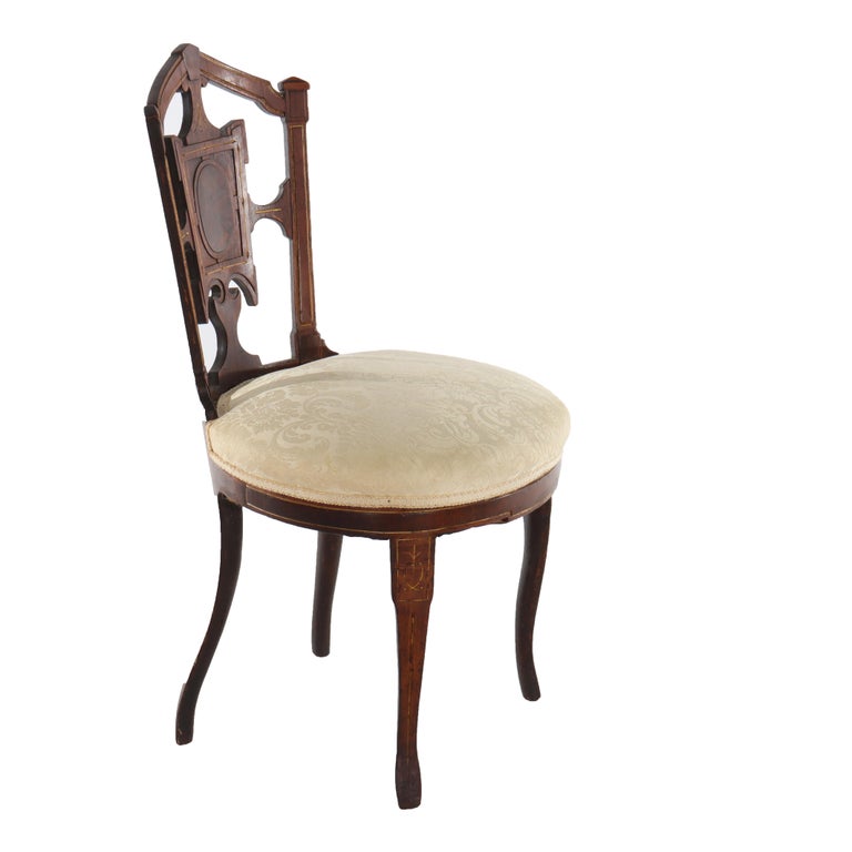 Antique Belter Victorian Rosewood & Burl Boudoir Chair C1860