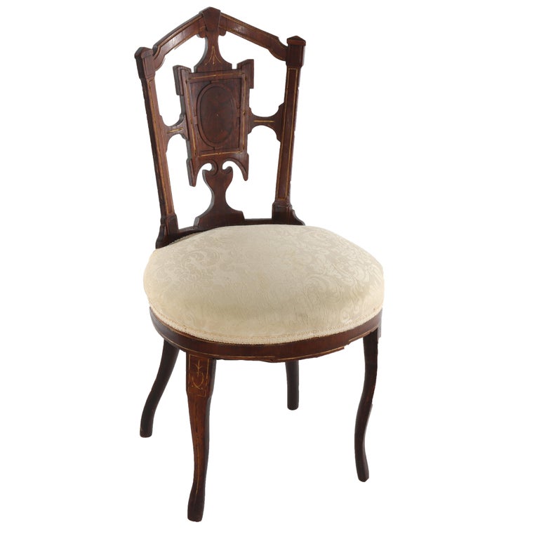 Antique Belter Victorian Rosewood & Burl Boudoir Chair C1860
