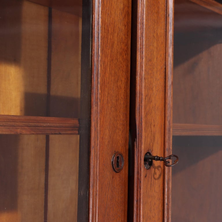 Antique Renaissance Revival Victorian Carved Walnut & Burl Secretary c1890