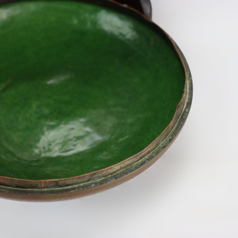 Antique Chinese Cloisonne Enameled Dresser Box With Wooded Stand c1890