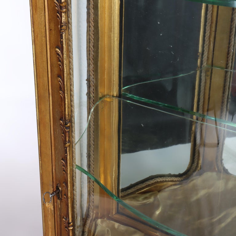 Carved Giltwood Bombay Serpentine Vitrine With Verdis Martin Panels c1890