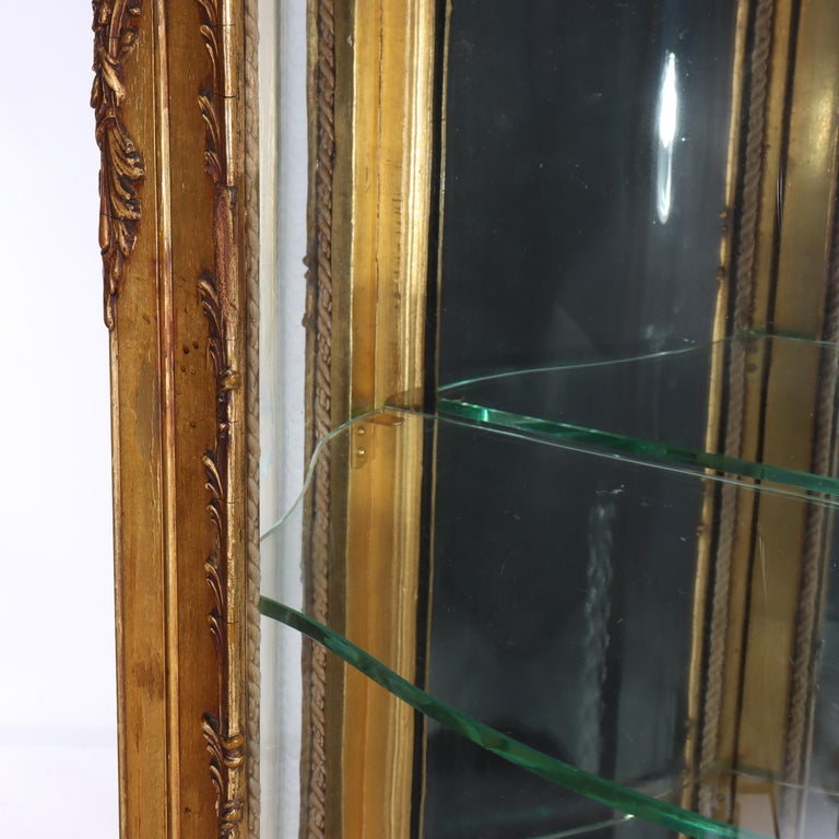 Carved Giltwood Bombay Serpentine Vitrine With Verdis Martin Panels c1890