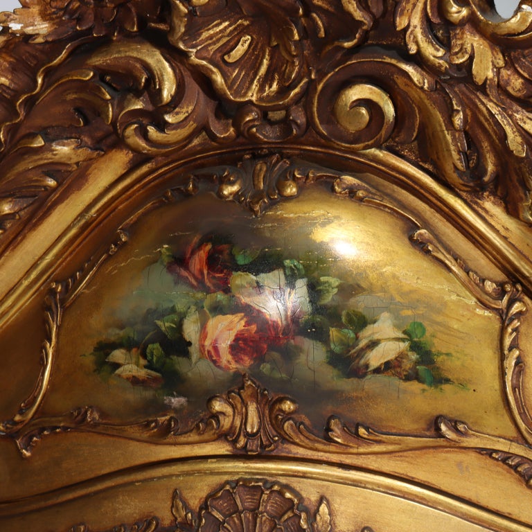 Carved Giltwood Bombay Serpentine Vitrine With Verdis Martin Panels c1890