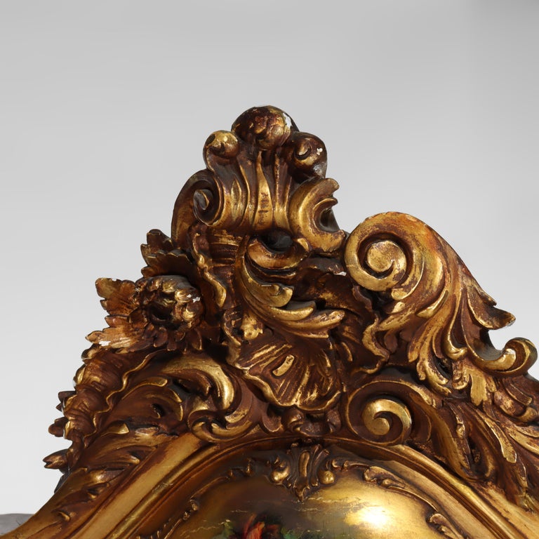 Carved Giltwood Bombay Serpentine Vitrine With Verdis Martin Panels c1890
