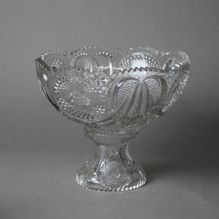 Three Antique Pressed Glass Punch Bowls & Compote C1920