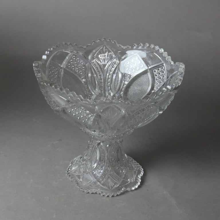 Three Antique Pressed Glass Punch Bowls & Compote C1920