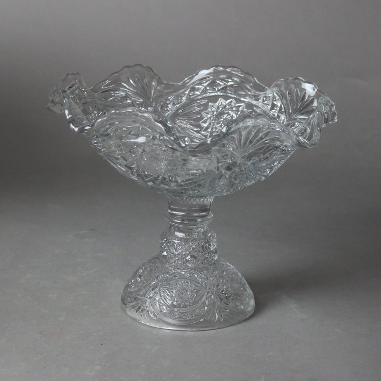 Three Antique Pressed Glass Punch Bowls & Compote C1920