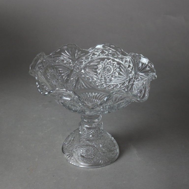 Three Antique Pressed Glass Punch Bowls & Compote C1920