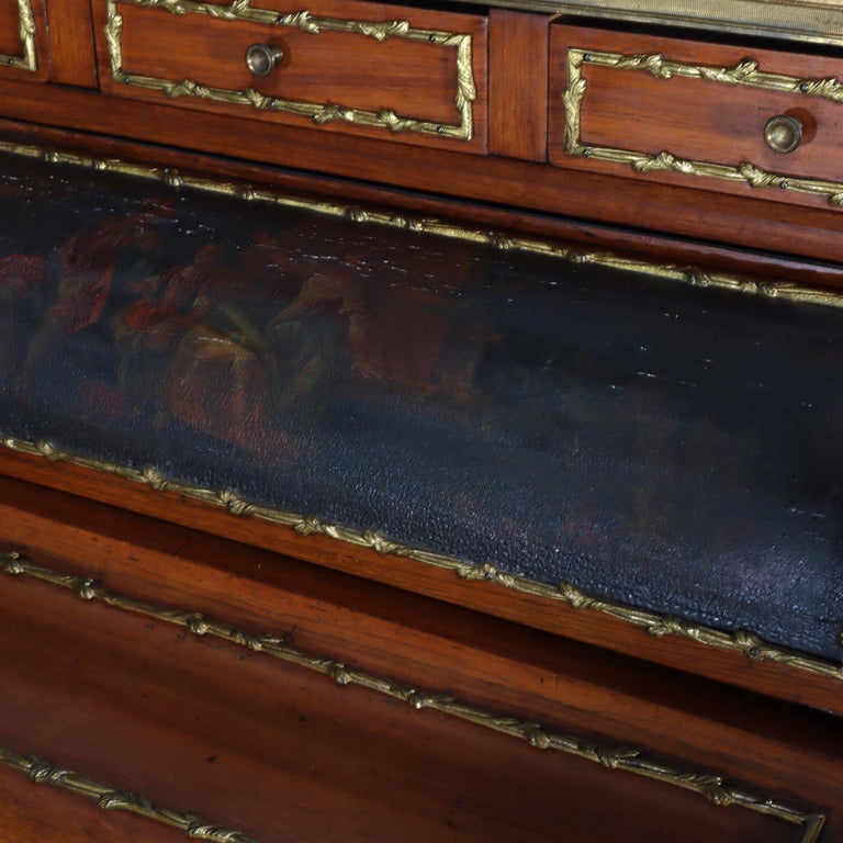 French Vernis Martin Decorated Louis XIV Mahogany & Ormolu Lady’s Roll Top Desk