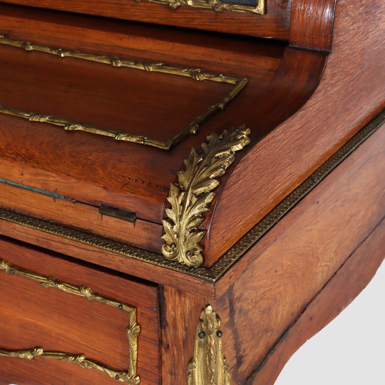 French Vernis Martin Decorated Louis XIV Mahogany & Ormolu Lady’s Roll Top Desk
