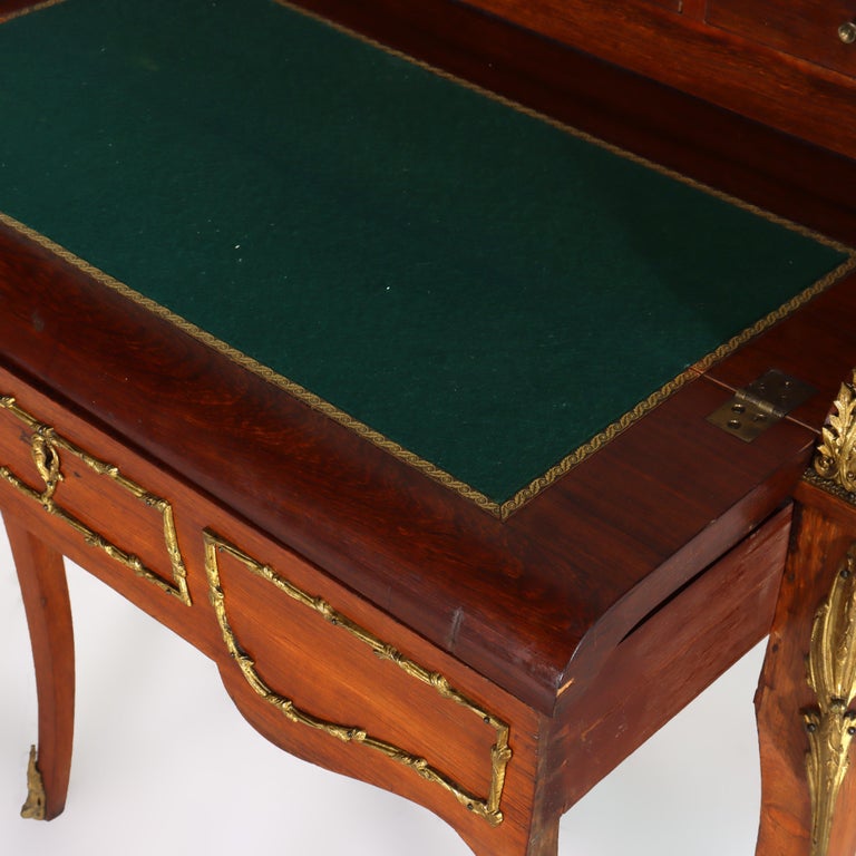 French Vernis Martin Decorated Louis XIV Mahogany & Ormolu Lady’s Roll Top Desk