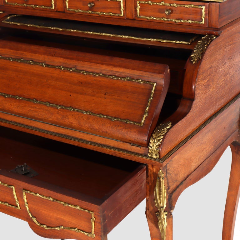 French Vernis Martin Decorated Louis XIV Mahogany & Ormolu Lady’s Roll Top Desk