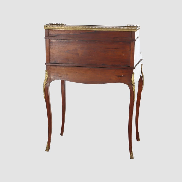 French Vernis Martin Decorated Louis XIV Mahogany & Ormolu Lady’s Roll Top Desk