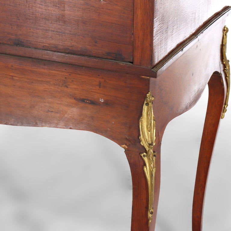 French Vernis Martin Decorated Louis XIV Mahogany & Ormolu Lady’s Roll Top Desk