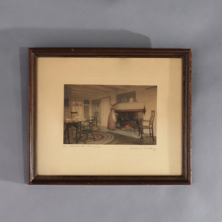Antique Wallace Nutting Print “An Elaborate Dinner” Signed C1900