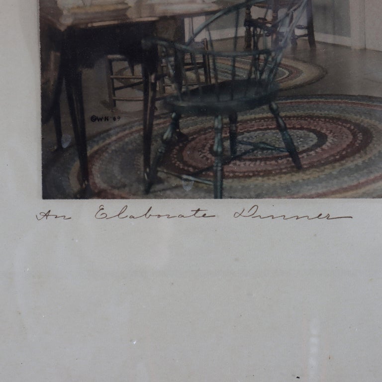 Antique Wallace Nutting Print “An Elaborate Dinner” Signed C1900