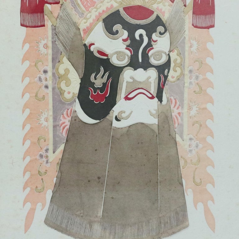 Chinese Mixed Media Print of Ceremonial Deity Mask, 20th Century