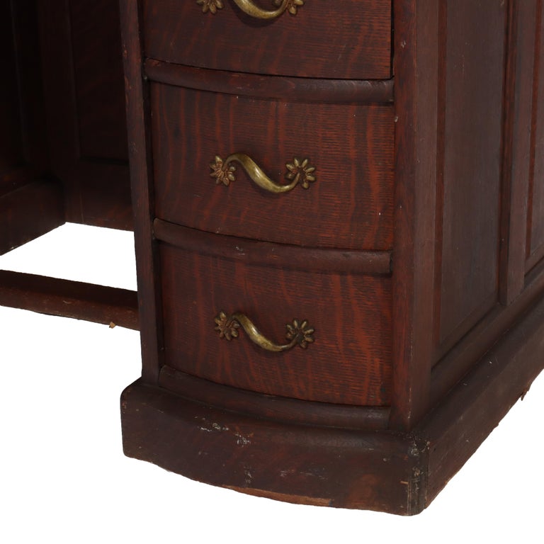 Antique RJ Horner Oak Ladies Roll Top Desk C1910