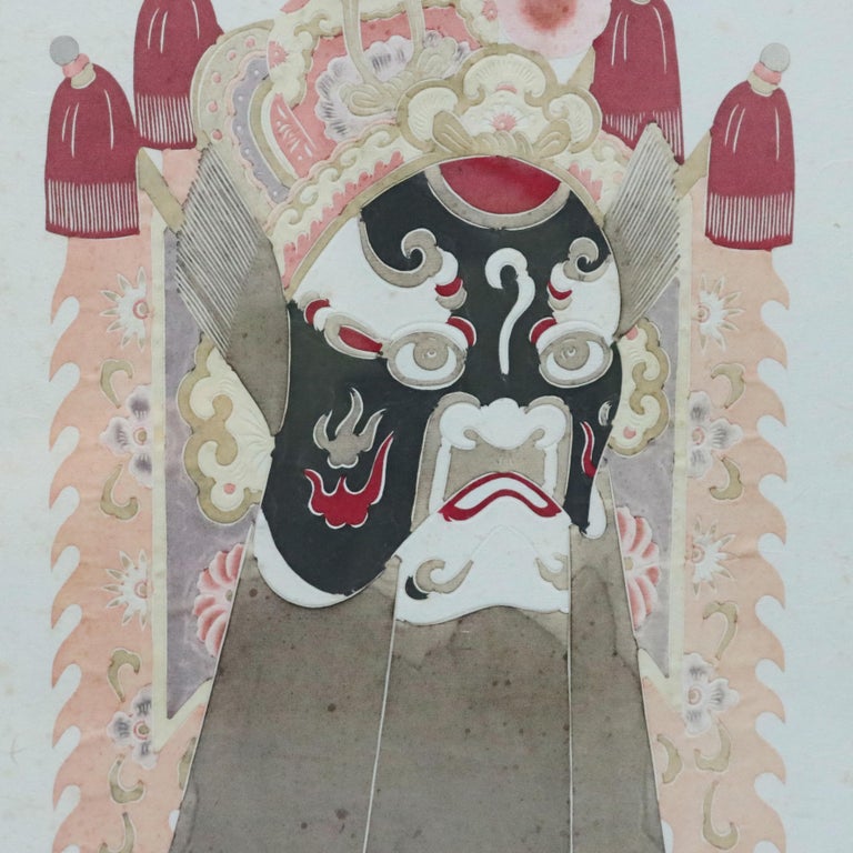 Chinese Mixed Media Print of Ceremonial Deity Mask, 20th Century