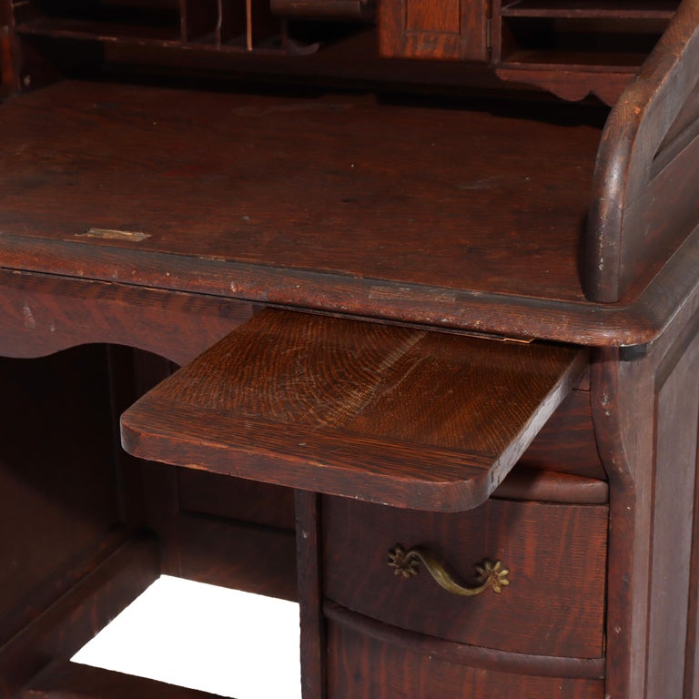 Antique RJ Horner Oak Ladies Roll Top Desk C1910