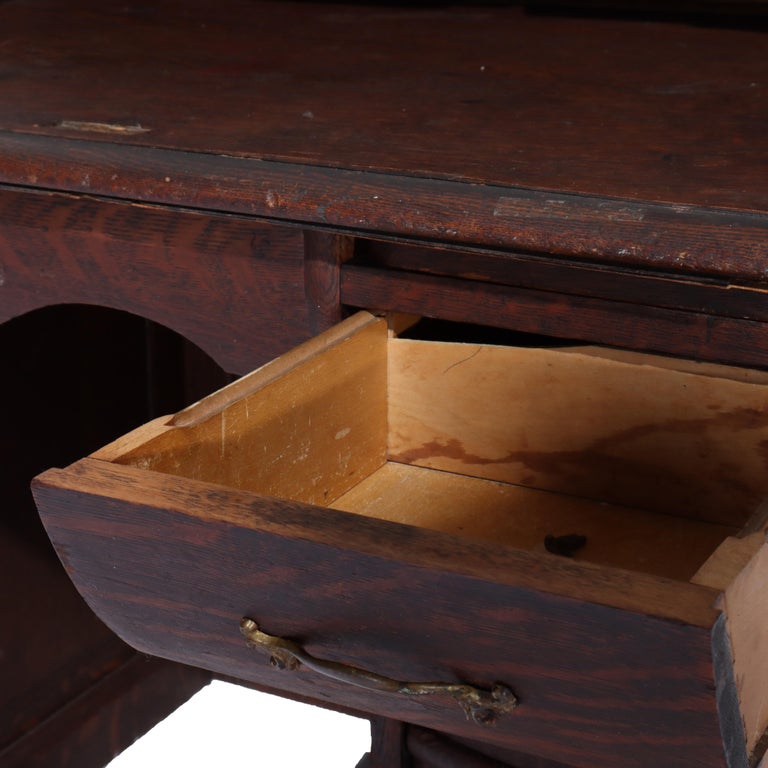 Antique RJ Horner Oak Ladies Roll Top Desk C1910