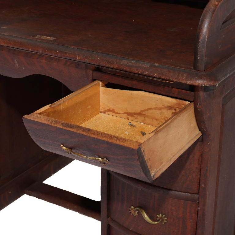 Antique RJ Horner Oak Ladies Roll Top Desk C1910