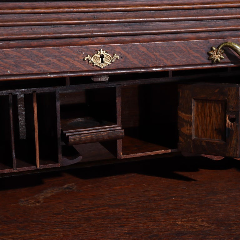 Antique RJ Horner Oak Ladies Roll Top Desk C1910