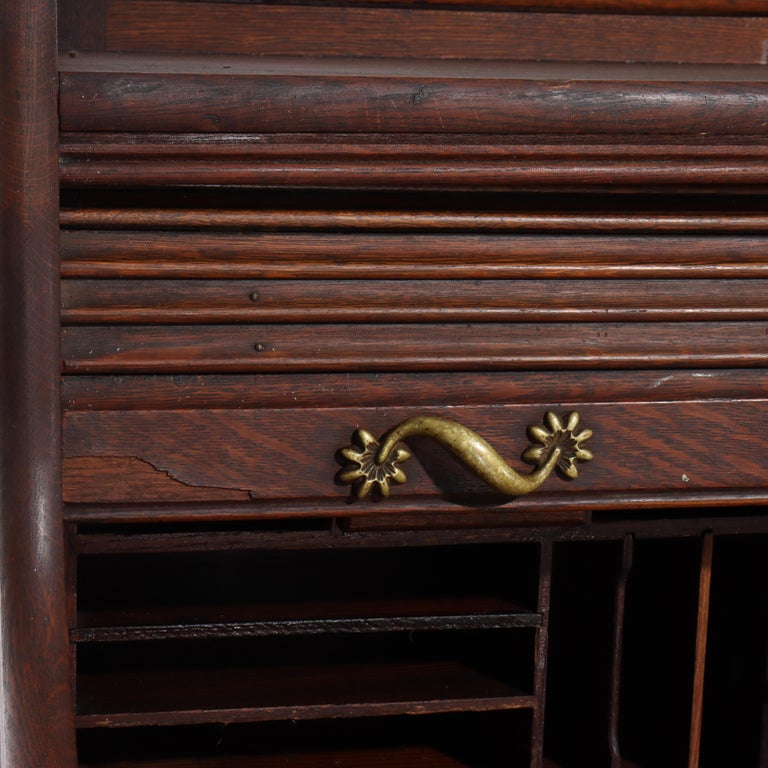 Antique RJ Horner Oak Ladies Roll Top Desk C1910