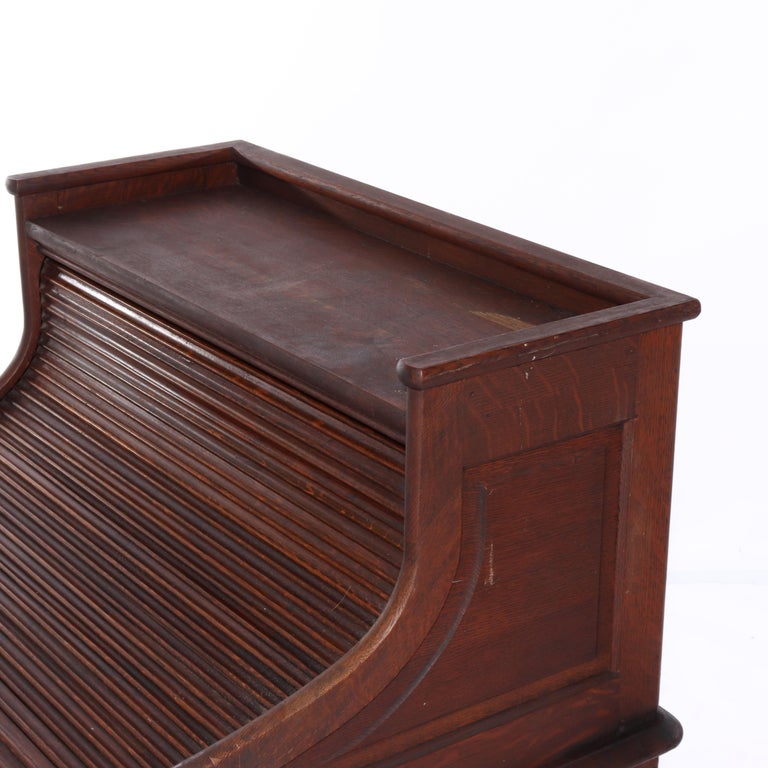 Antique RJ Horner Oak Ladies Roll Top Desk C1910