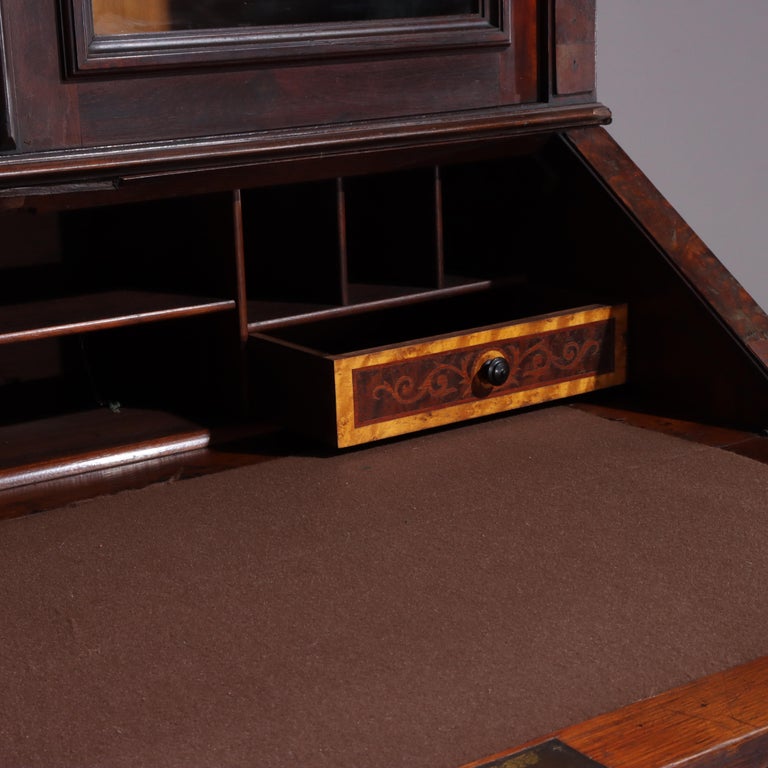 Antique Renaissance Revival Walnut & Burl Secretary Desk C1880