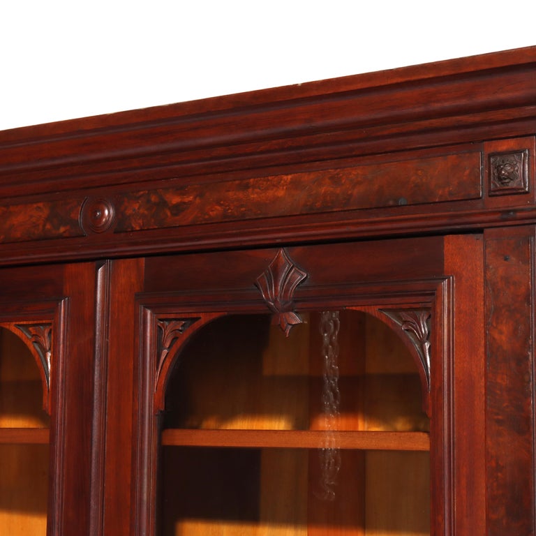 Antique Renaissance Revival Walnut & Burl Secretary Desk C1880