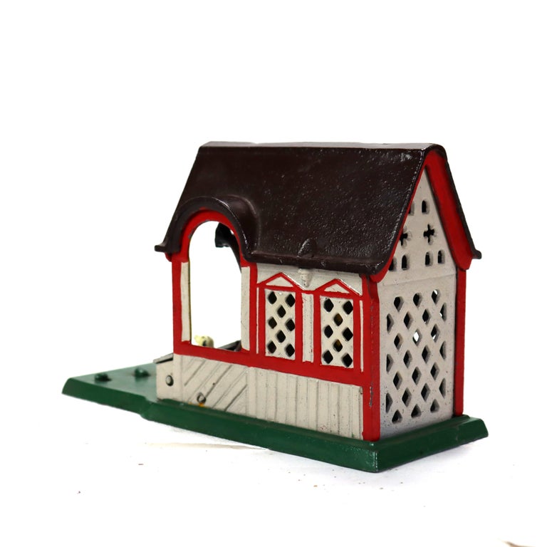 Vintage Copy Of James D. Capron Collection Mechanical Bank, Mule & Barn, 20thC