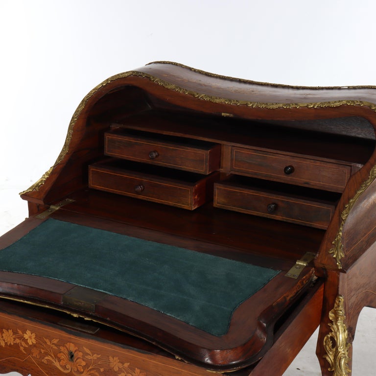 Antique French Louis XIV Inlaid Rosewood & Ormolu Lady’s Desk C1890
