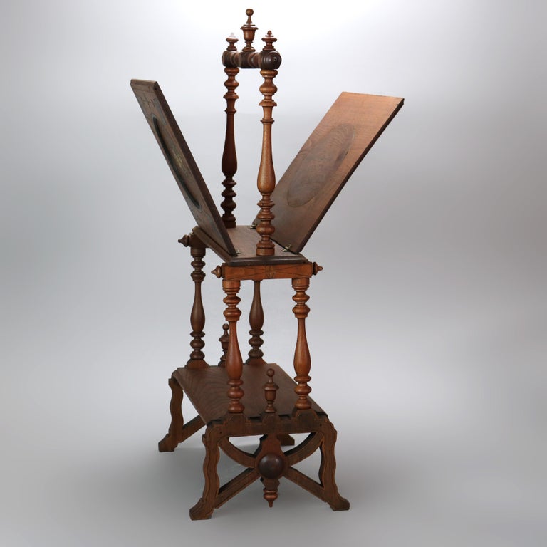 Antique Victorian Carved, Ebonized and Gilt Walnut Magazine Stand C1890