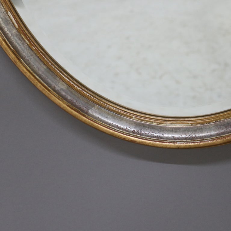 Antique Oversized French Giltwood Wall Mirror with Silver Embellishments